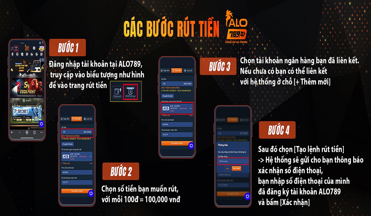 Hướng dẫn rút tiền Alo789