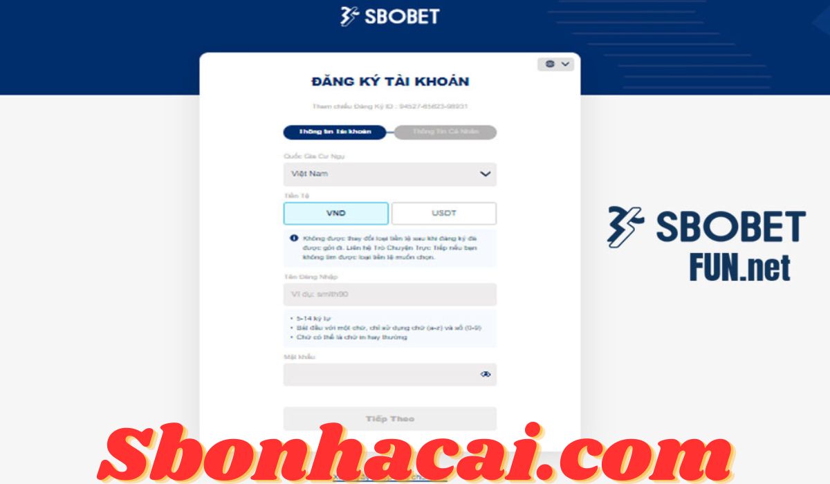 Cách đăng ký tài khoản Sbonhacai.com Sbobet 