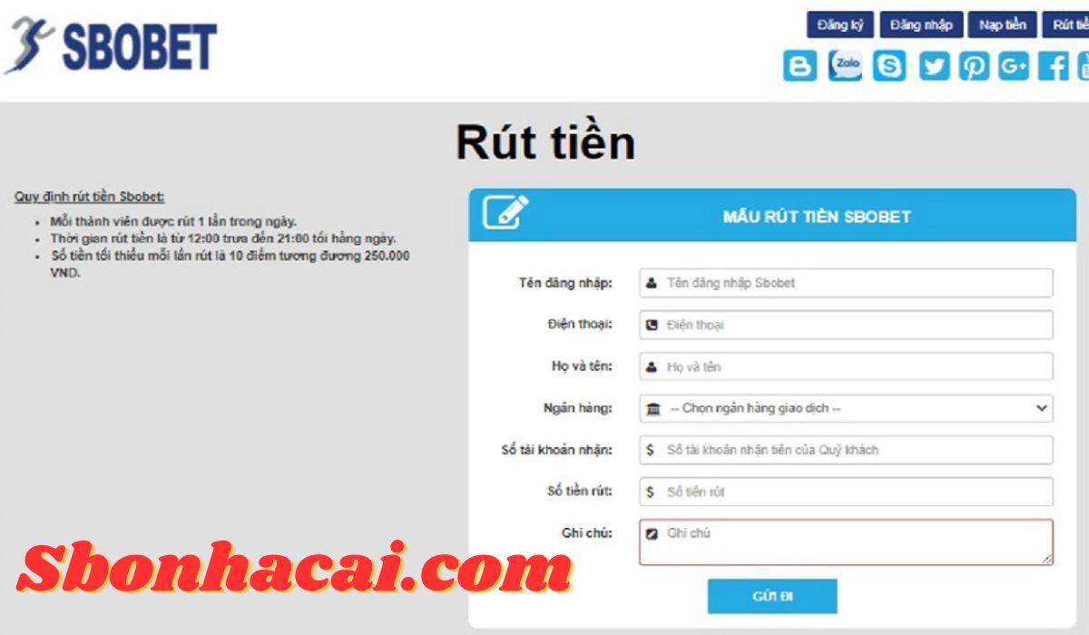 Cách rút tiền thắng cược tại Sbobet Sbonhacai.com